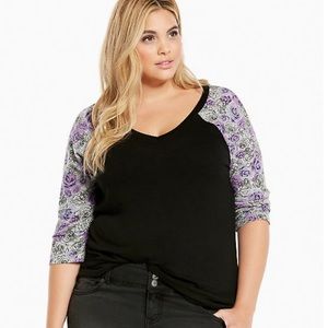 Torrid Floral Raglan Tee